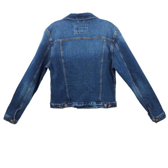 LOFT Denim Western Jacket Womens L Button Front Cropped Long Sleeve Pockets - Picture 2 of 16